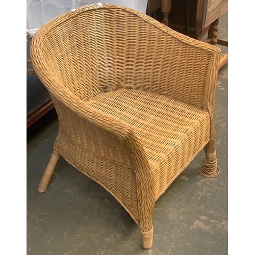 765 - A stickback rocking chair; together with a wicker conservatory chair