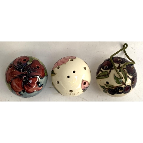 109 - Three Moorcroft for Liberty pomanders, dated 1986, 1987 and 1988, each approx. 7cmH