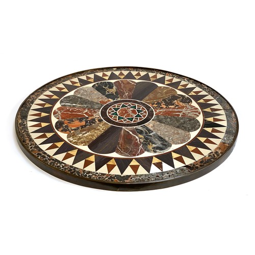 641A - A Grand Tour style specimen marble pietra dura circular table top, 69.5cm diameter