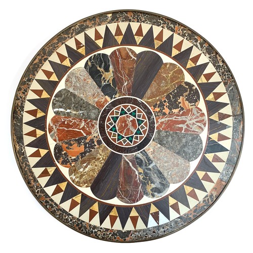 641A - A Grand Tour style specimen marble pietra dura circular table top, 69.5cm diameter