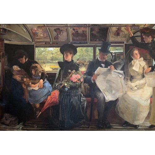 390 - After George William Joy (1844-1925), 'The Bayswater Omnibus, large 20th century over-painted textur... 