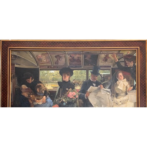 390 - After George William Joy (1844-1925), 'The Bayswater Omnibus, large 20th century over-painted textur... 