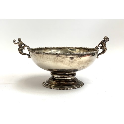 113A - An Edwardian twin handled silver rose bowl, the figural handles cast as a mermaid and merman, hallma... 