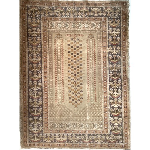 736A - A Turkish panderma style rug with floral column design in muted tones, 165x123cm