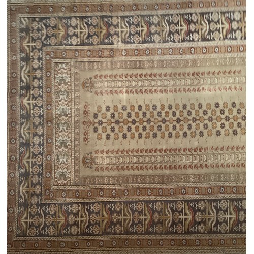 736A - A Turkish panderma style rug with floral column design in muted tones, 165x123cm