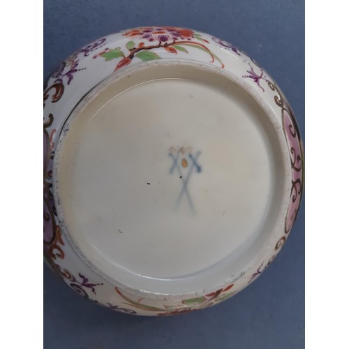 243 - An unusual 19th century Meissen bowl with all over painted decoration, two panels depicting port sce... 