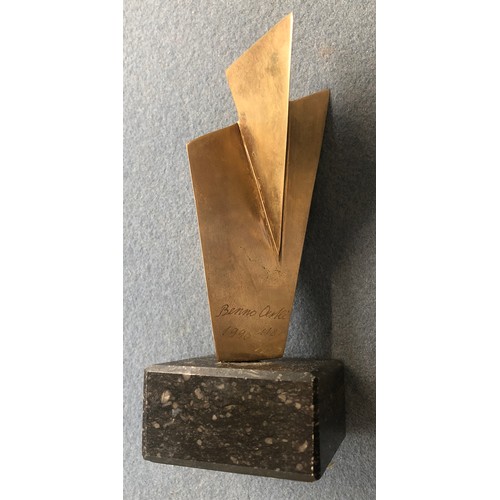 168 - Benno Oertli (Swiss, 1946-1998), abstract bronze maquette, 14.5cm high including plinth, signed and ... 