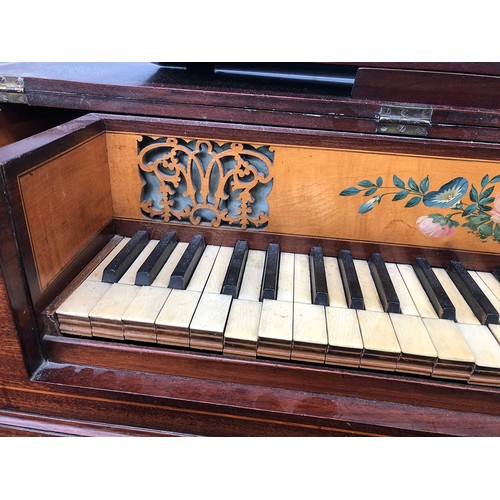 612 - A Longman Clementi & Co square Pianoforte with satinwood stringing, the reeded tapering legs with Gr... 