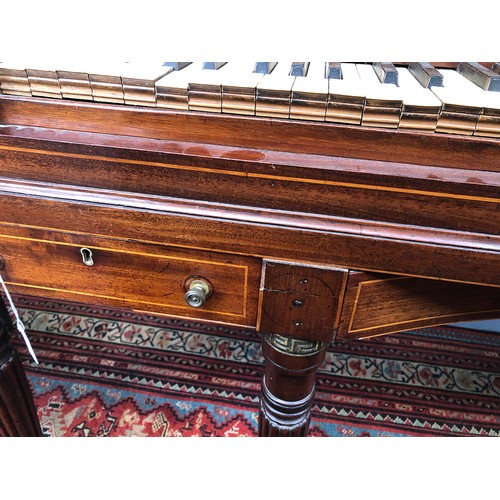 612 - A Longman Clementi & Co square Pianoforte with satinwood stringing, the reeded tapering legs with Gr... 