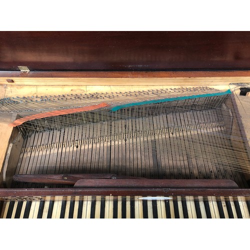 612 - A Longman Clementi & Co square Pianoforte with satinwood stringing, the reeded tapering legs with Gr... 