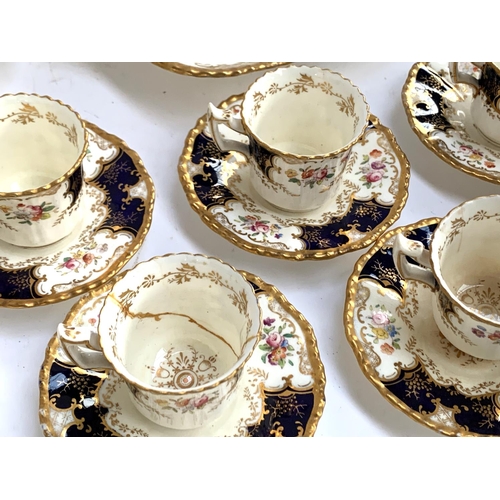 131 - A Coalport 'Batwing' part tea service, approx 42 pieces, cobalt blue colour, to include teacups (8),... 