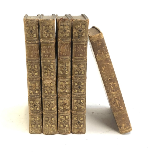 242 - The Works of Dr Swift, volumes 2, 6, 7 and 9, 1742, full calf, together with 'The Menageries'