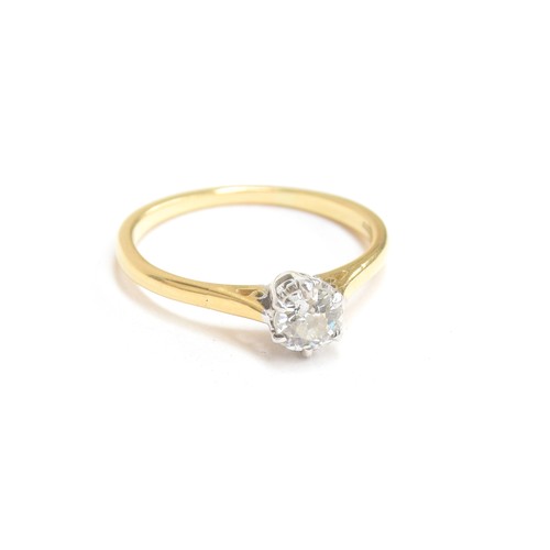 39 - An 18ct gold and diamond solitaire ring, with platinum claws, the diamond approx. 0.65cts, hallmarke... 