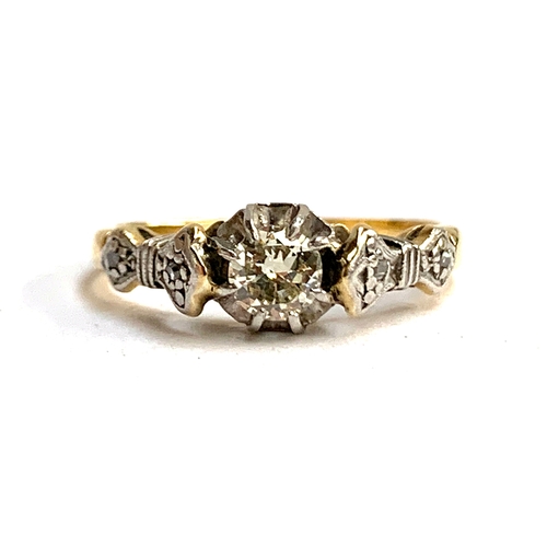 1 - An Art Deco 18ct gold and platinum diamond solitaire ring, the central claw set diamond approx. 0.25... 