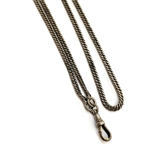 18 - A white metal long guard chain, approx. 42g, 73cmL