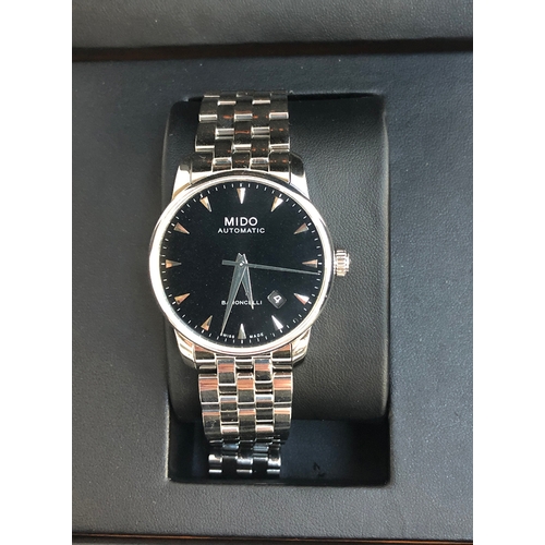 66 - A Mido Baroncelli automatic gent's wrist watch, stainless steel with black dial, new in box