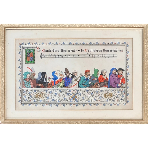 266 - Dorothy Fitchew (act. 1910-1922), 'The Canterbury Pilgrims No.3', ink and watercolour on vellum, 19.... 