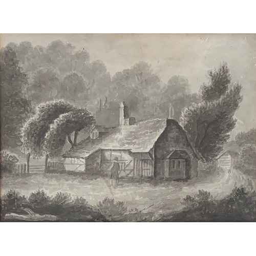 267 - Attributed to David Cox RWS (1783-1820), a monochrome watercolour of a cottage, unsigned, 17x23.5cm
... 