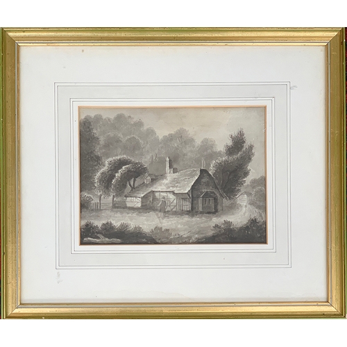 267 - Attributed to David Cox RWS (1783-1820), a monochrome watercolour of a cottage, unsigned, 17x23.5cm
... 