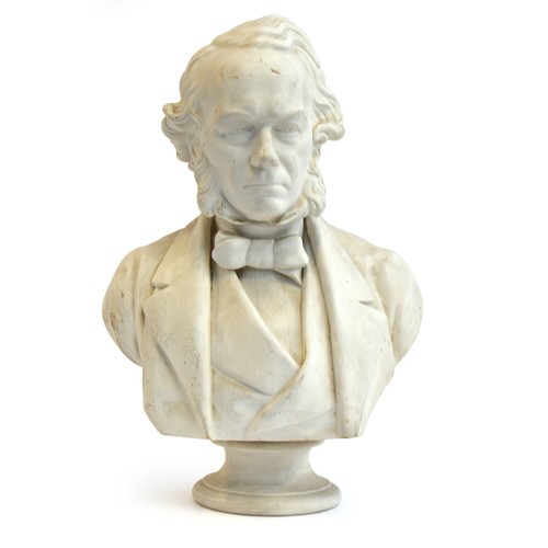 106 - A Victorian parianware bust of Richard Cobden, c.1865, on a waisted socle, impressed title, E.W. Wyo... 