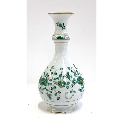 112 - A Meissen 'Indian Green' porcelain vase, crossed sword mark to base, 18.5cmH