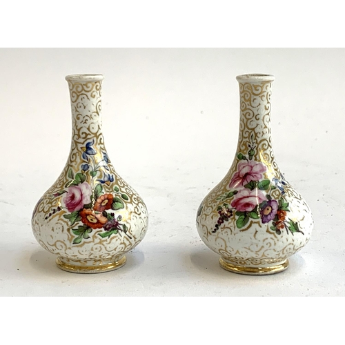 113 - A pair of Royal Crown Derby miniature spill vases, c.1820, each 9cmH