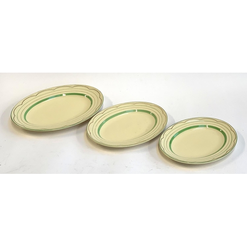 101 - A graduating set of three Clarice Cliff Newport Pottery oval meat plates, the largest 35cm wide