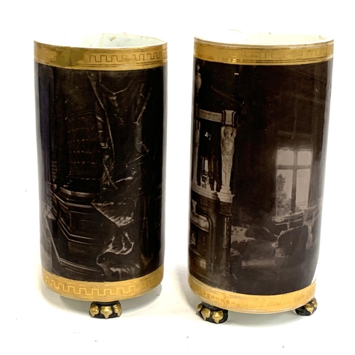 116 - A pair of unusual 19th century cylindrical vases commemorating the coronation of Emperor Franz Josep... 