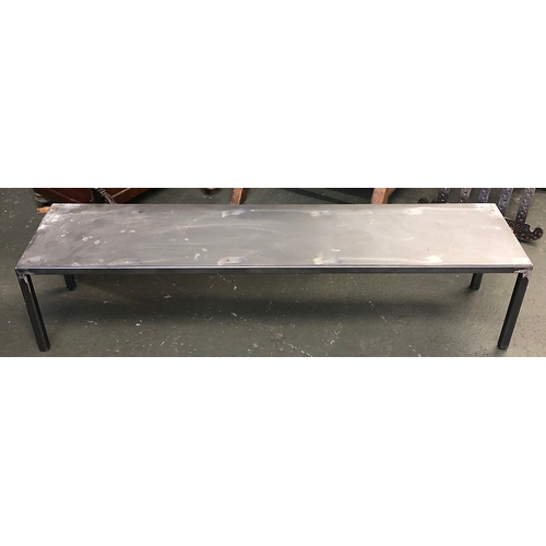 854 - A low fabricated steel side table with sheet metal top