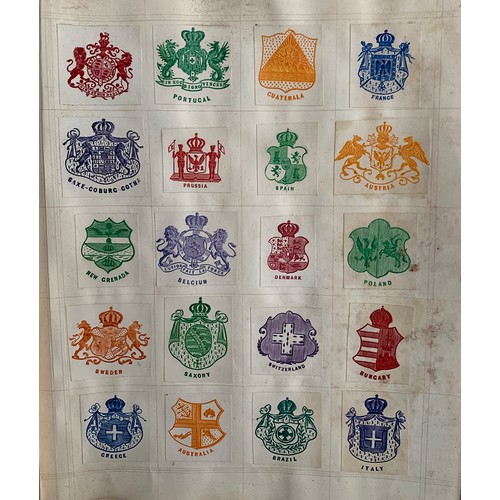 136 - A book of British family crests, the inside cover inscribed 'Bought at Taunton, March 1870, 1 Haines... 