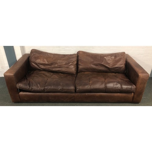 859 - A three seater brown leather sofa, 240cm wide, 100cm deep, 66cm high