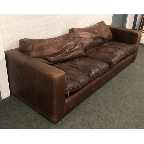 859 - A three seater brown leather sofa, 240cm wide, 100cm deep, 66cm high