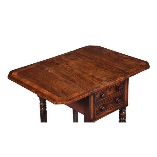 562 - A Regency mahogany and rosewood Pembroke work table, c.1820, in the manner of Gillows, 72cm wide whe... 