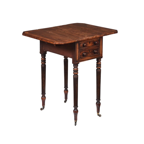 562 - A Regency mahogany and rosewood Pembroke work table, c.1820, in the manner of Gillows, 72cm wide whe... 