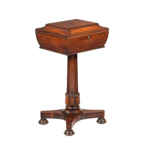 546 - A William IV rosewood teapoy, c.1835, the lid enclosing a cut glass mixing bowl with turn over rim, ... 