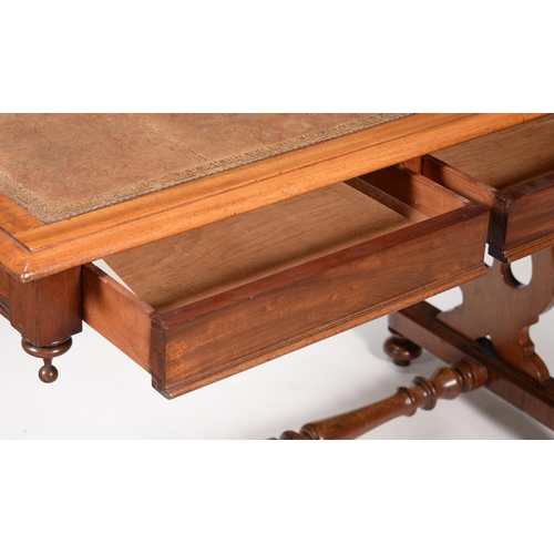 581 - An early Victorian mahogany writing table, c.1840, with two frieze drawers to one side, 99cm wide, 5... 