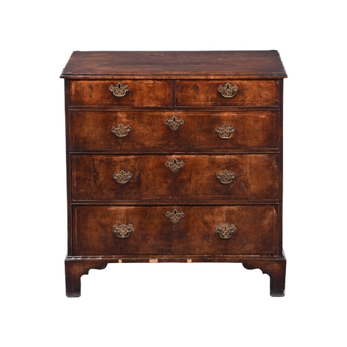 478 - A George II walnut chest of drawers, 94cm wide, 53cm deep, 97cm high