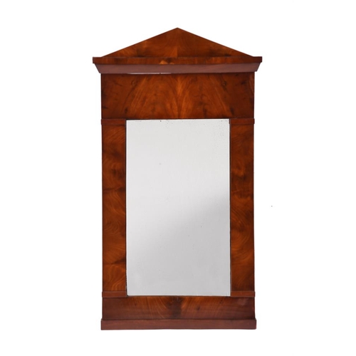 398 - A 19th century French mahogany wall mirror in Empire taste, 57cm wide, 104cm high