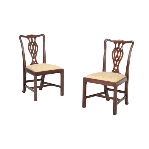 703 - A set of eight dining chairs in George III style, late 19th or early 20th century, each with a drop ... 