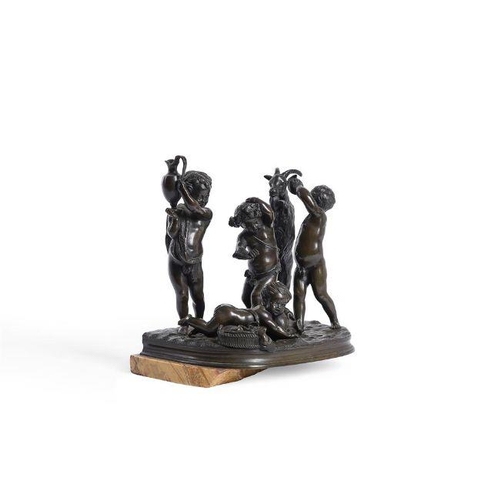 109 - After Clodion, a bronze group of bacchic children, late 19th century, 22cm wide, 23cm high