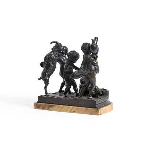 109 - After Clodion, a bronze group of bacchic children, late 19th century, 22cm wide, 23cm high