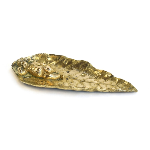 107 - After Charles Cumberworth (Anglo-French, 1811-1852), a figural gilt bronze vide poche in the form of... 