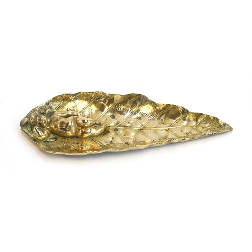 107 - After Charles Cumberworth (Anglo-French, 1811-1852), a figural gilt bronze vide poche in the form of... 