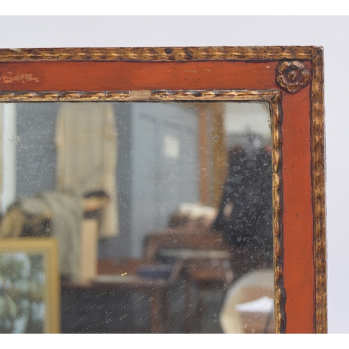 396 - An early 20th century Rowley Gallery painted and parcel gilt mirror, with applied roundel decoration... 