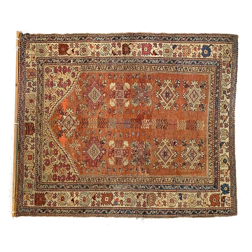 660 - A large Turkish prayer rug, 123x144cm