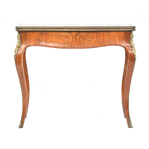 529 - A 19th century walnut, marquetry and ormolu card table, the top with central floral marquetry openin... 