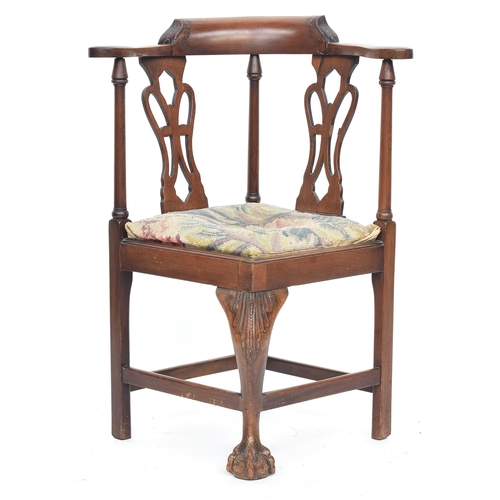 599 - A George II style child's mahogany corner chair, late 19th century, stamped 'H Samuel 484 Oxford Str... 