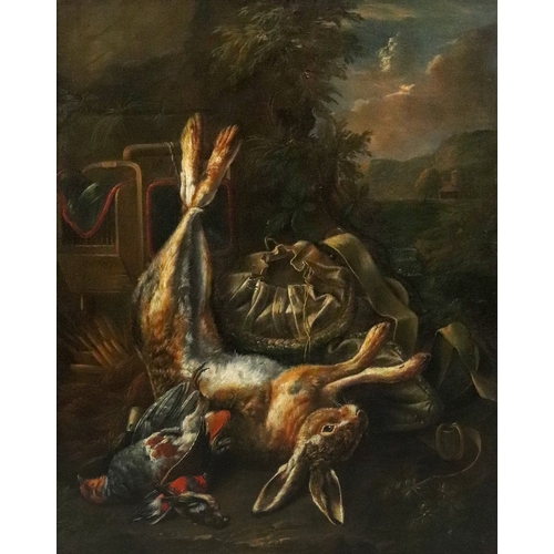 306 - Bernaert de Bridt (Flemish, fl. 1688-1722), Still life of hung hare and other game, oil on canvas, s... 