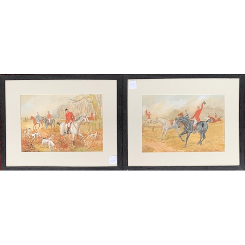 368 - Manner of Edward Benjamin Herberte (1857-1893), a pair of unfinished watercolours of hunt scenes, si... 