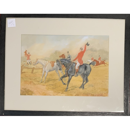 368 - Manner of Edward Benjamin Herberte (1857-1893), a pair of unfinished watercolours of hunt scenes, si... 